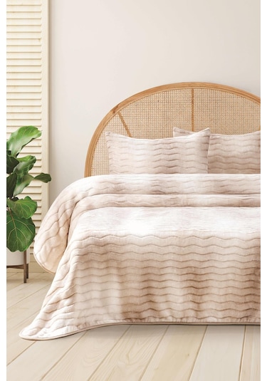 Merinos Dream Home 3 Parça Battaniye Seti Krem Krem