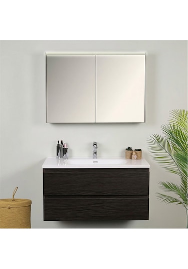 Kobos Lignum 100 Cm Banyo Dolabı Seti Watson Siyah