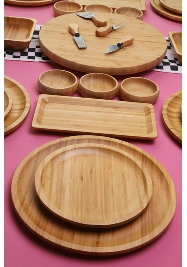Atbyhome Bambu Sense 6 Kişilik 27 Parça Doğal Bambu Kahvaltı Takımı Kahvaltı Seti Sunum Seti Bambu