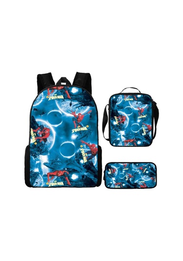 Örümcek Adam Yeni Sırt Çantası Büyük Kapasiteli Öğrenci Kişilik Okul Çantası Üç Parça Seti Stil 32