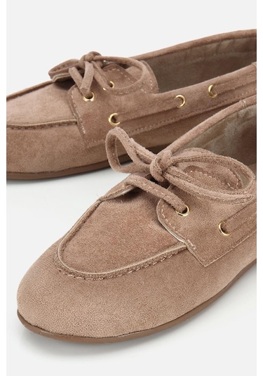 Yaya Kadın Vizon Süet Bağcık Detaylı Loafer