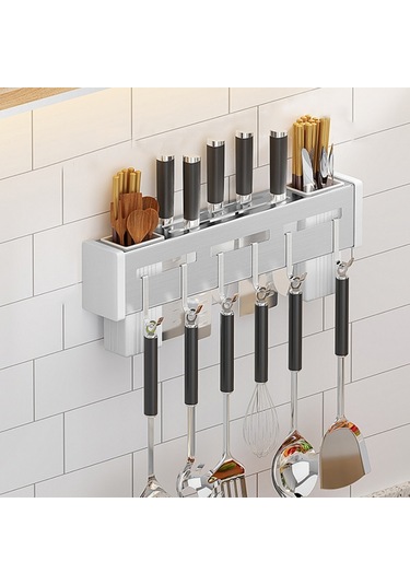 Sones Mutfak Duvara Monte Raf Delme Çubukları Tutucu, Renk: Fırçalanmış 40cm