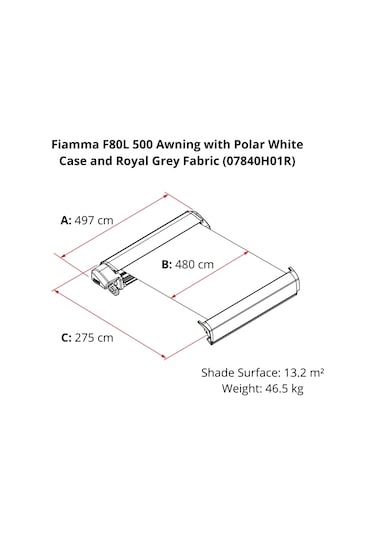 Fiamma F80l 5.00x2.75 Beyaz Çatı Tipi Kasetli Tente