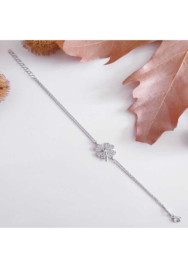 Artsmagazinmücevher Gümüş Kalpli Yonca Kadın Bileklik