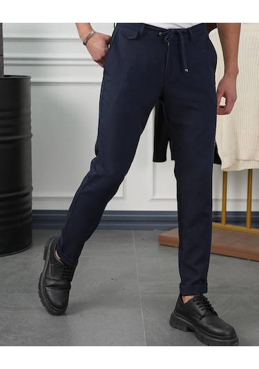 Modefendi Pamuk Likra Slim Fit Jogger Pantolon Lacivert