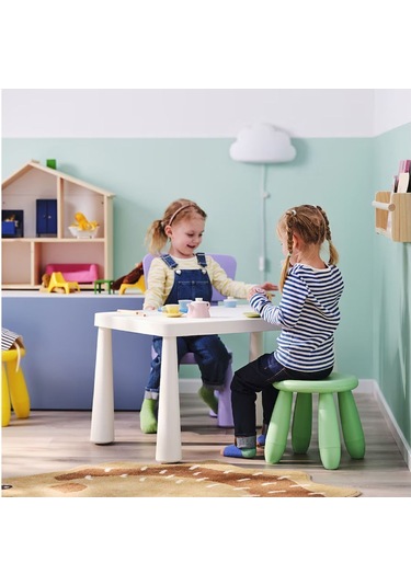 Mammut Yeşil Çocuk Taburesi, Tabure-oturak Masa Oyun Taburesi Polipropilen Plastik