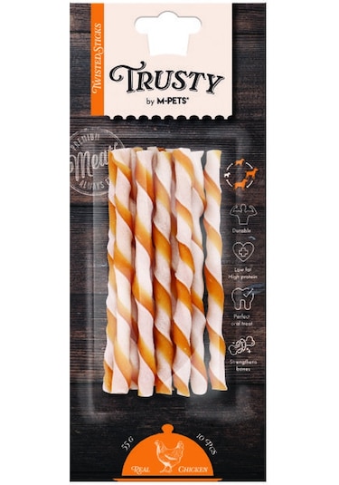 M-pets Trusty Chicken Twisted Tavuklu Çubuk 10lu 55gr 12,7 Cm