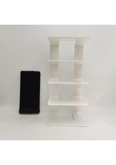 Meridiangoods Beyaz Masaüstü Organizer Rafı - Okul Ofis Kitap Dergi Saklama Standı Beyaz