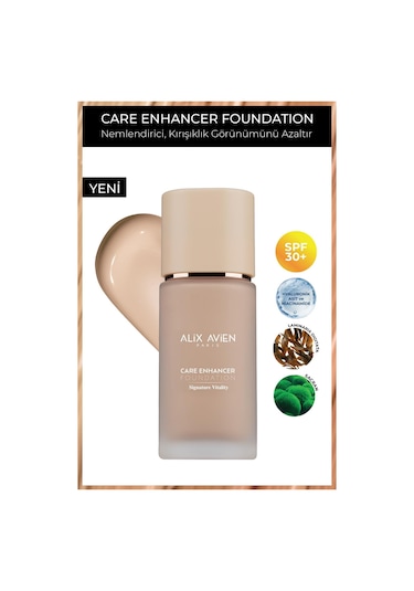 Alix Avien Kırışıklık Karşıtı Nemlendirici SPF30 Parlak Bitişli Fondöten Care Enhancer 802 Sandy Rose