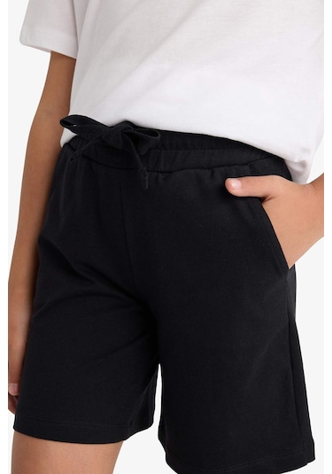 Defacto Kız Çocuk Relax Fit Beli Lastikli Basic Düz Şort D9058a825hsbk81 Siyah