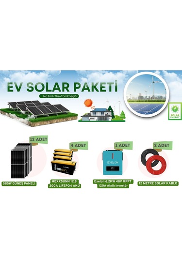Güneş Enerjili Villa Paketi Lifepo4 Akülü Sistem Bahçe Yayla Karavan Villa