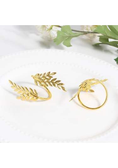 Homyl Altın Peçete Halkaları Masa Düzeni Orta Parçası Metal Altın