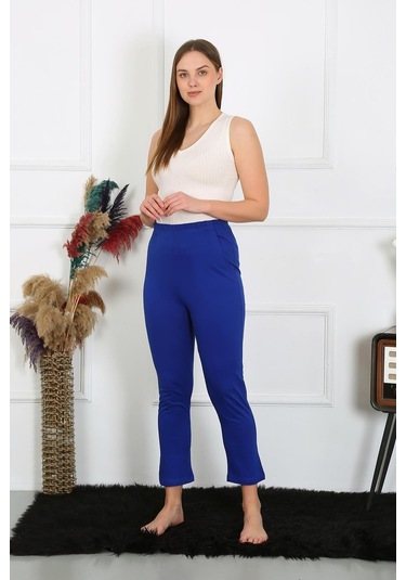 Akbeniz Kadın Pamuklu Sax Tek Alt Pijama 27523-saks Saks