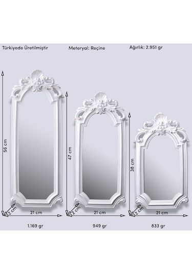 Lucia 3'lü Ayna İnci Krem