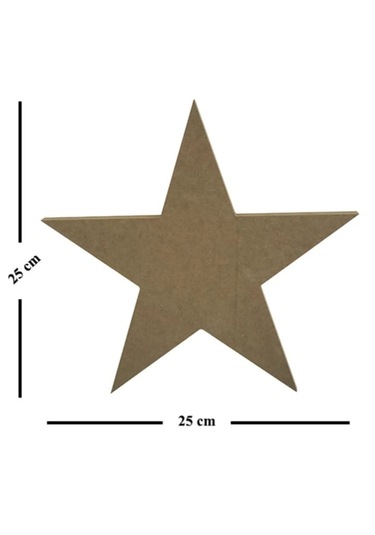 Boyanabilir Ahşap Mdf Yıldız Temalı 5 Li Dekoratif Obje - Süs