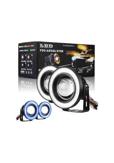 76 Mm Buz Mavi Mercekli Angel Led Halkalı Sis Far Gövde