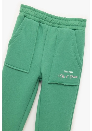 Koton Kız Çocuk Şardonlu Baskılı Cep Detaylı Jogger Eşofman Altı Yeşil