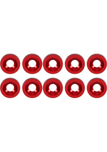 Kosona Araba Modifikasyonu 6mm Paslanmaz Çelik Ve Aluminyum Dekoratif Vida Seti - 10 Adet Yonga + 10 Adet Vida Kırmızı - Tampon, Plaka Tutucu Uyumlu