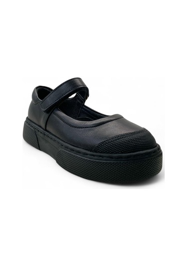 818 Hafif Kız Çocuk Okul Öncesi Deri Babet Siyah