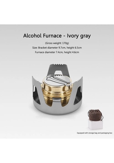 Taşınabilir Mini Alkol Soba Ayarlanabilir Ateş Gücü Tencere Seti Alüminyum Ivory Gray Gri