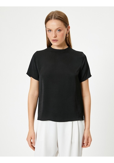 Koton Basic Bluz Aerobin Saten Kumaş Kısa Kollu Bisiklet Yaka Rahat Kalıp Siyah 4sak60078pw Siyah Koton Basic Bluz Aerobin Saten Kumaş Kısa Kollu Bisiklet Yaka Rahat Kalıp Siyah 4sak60078pw Siyah