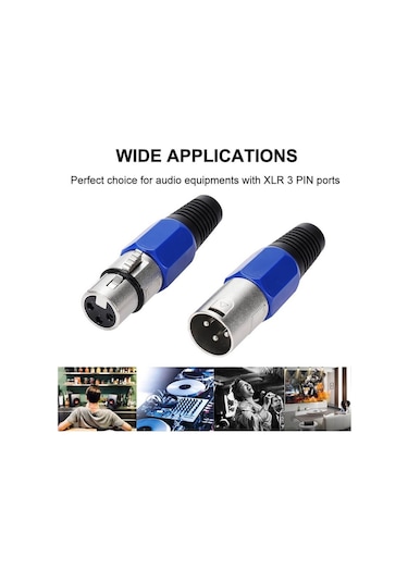 2 Adet - 3 Pin Xlr Konektörü Dişi + Erkek Mikrofon Jackı - Mikrofon Ses Jakı