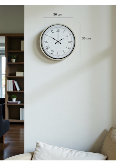 36 Cm Krem Dekoratif Duvar Saati