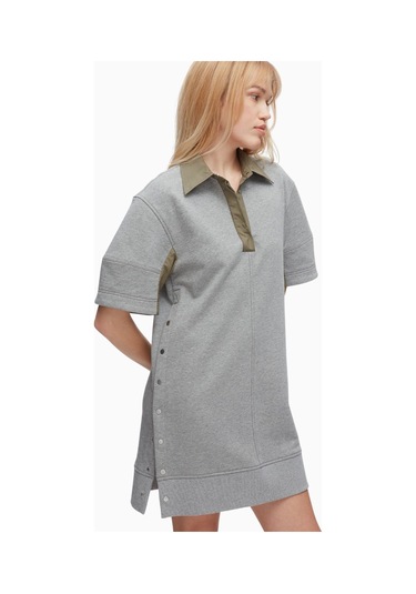 3.1 Phillip Lim Terry Polo Kadın Elbise, Fransız Havlu Kumaş Gri