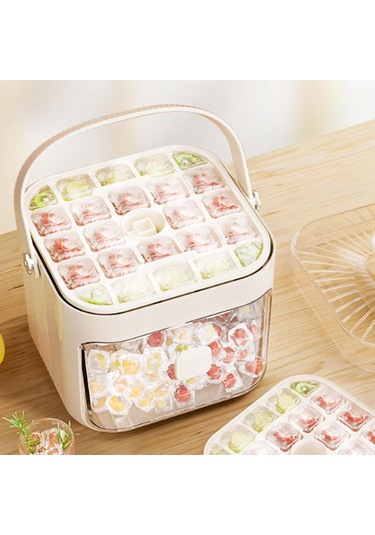 Yaozixa 48 Bölmeli Yeniden Kullanılabilir Buz Kalıbı - Anti Yapışkan Pp Malzeme, Ev, Bar Ve Kamp İçin, Taşınabilir Buz Hazırlama Aleti Beyaz