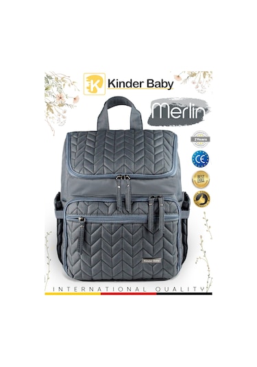 Kinder Baby Merlin Termal Anne Bebek Bakım Çantası Gri