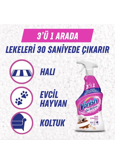Vanish Oxi Action Çok Amaçlı Halı Koltuk ve Evcil Hayvan Leke Çıkarıcı Sprey 3 x 500 ML