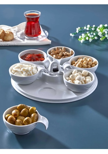 Decorandmore 6'lı Melamin Kahvaltılık, Çerezlik Beyaz