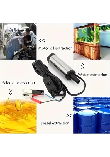 Honeybeeshop 1 Adet 12v 24v 38mm Araç Yağ Değiştirme Yakıt Pompası Elektrikli Dizel Pompa Tekne Kamyon