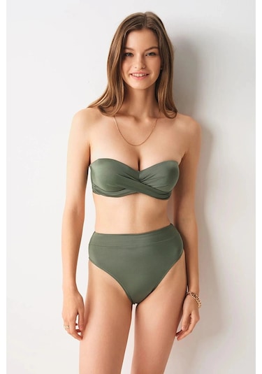 No Gossip Angela High Leg Bikini Tek Alt Haki 239203