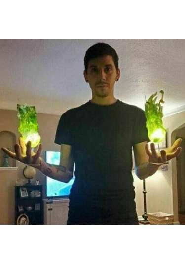 Yeşil Yüzen Ateş Topu Cadılar Bayramı Süsü Yüzen Ateş Topu Alev Süsü Parti Aksesuarları Çok Renkli