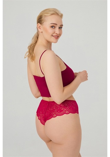 Dantelli Tül Detaylı Büyük Beden Kadın Brezilya 7'Li Paket Külot-Çok Renkli