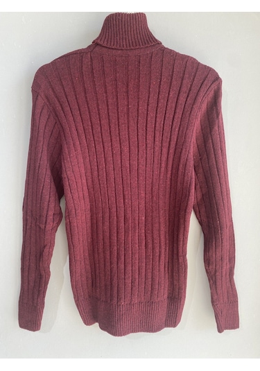 Martino Butik Unisex Balıkçı Yaka Triko Bordo Kazak Bordo