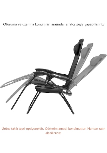 Yatabilen Ayarlanabilir Pozisyonlu Katlanabilir Zero Gravity Şezlong, Kamp Sandalyesi Siyah-Sarı