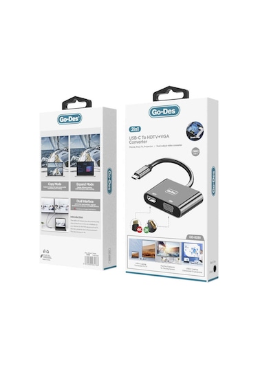 Go Des GD-8280 Type-C To HDTV+VGA Dönüştürücü - ZORE-262614