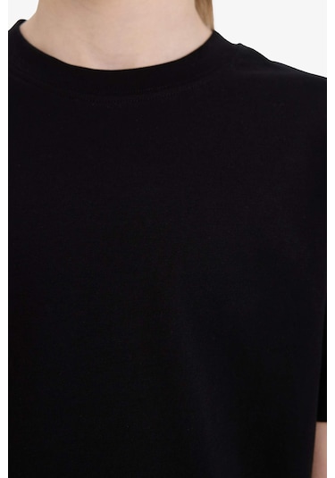 DeFacto Erkek Çocuk Bisiklet Yaka Basic Düz Kısa Kollu Tişört K1687A625AUBK81