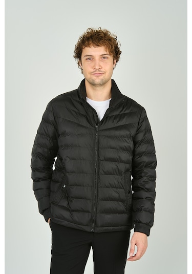 Allegro Erkek Hakim Yaka Fermuar Kapamalı Cep Detaylı Kapitone Şişme Mont 7360 Siyah Siyah