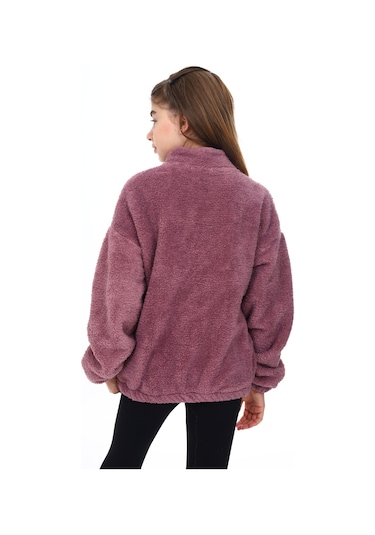 Toontoy Kız Çocuk Nakışlı Peluş Hırka Gül Kurusu