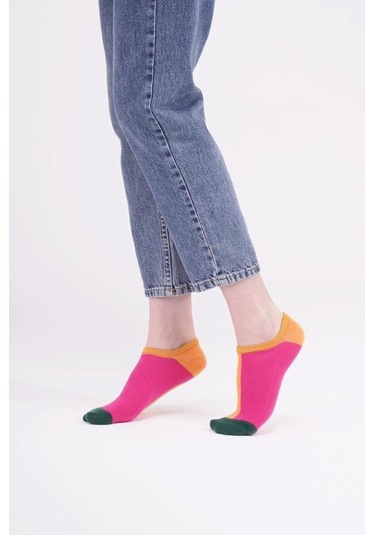 The Socks Company 161p 3 Çift Desenli Kadın Görünmez Çorap Çok Renkli