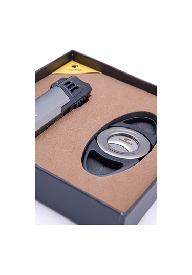 Cohiba Çakmak Kesici İkili Gunmetal Puro Seti