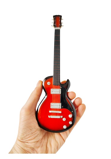 El Yapımı 1/4 Ölçek Minyatür Elektro Gitar Les Paul Fire Standard
