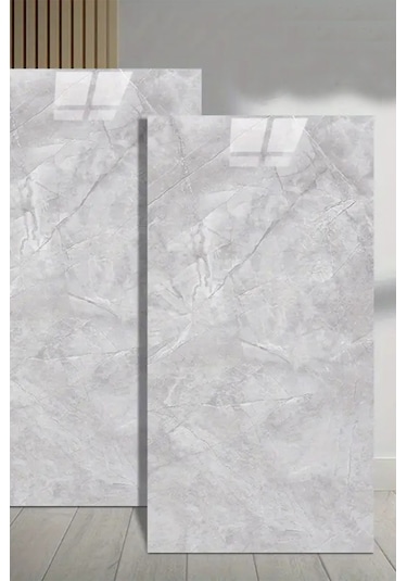 10 Adet 60x30 Kendinden Yapışkanlı Gri Pvc Duvar Paneli Gri