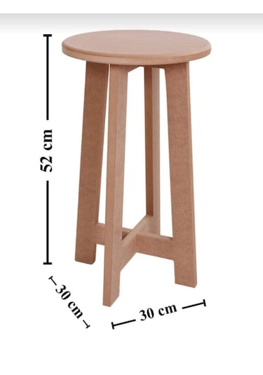 Boyanabilir Ahşap Mdf Yuvarlak Demonte Tabure 30x50 Cm