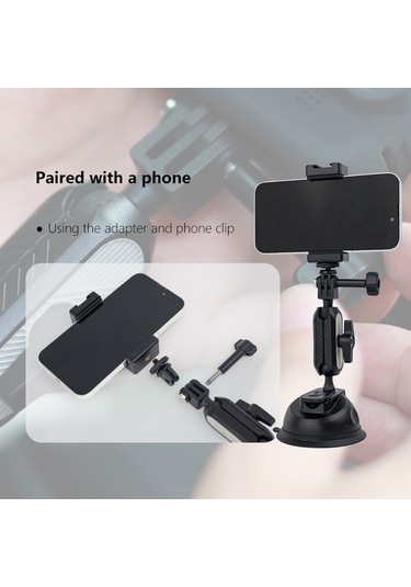 Yunboo Araç İçin Çok Amaçlı Emici Askı - 360 Dönebilir, Çift Top Başlı Tasarım, Gopro Ve Telefonlar İçin