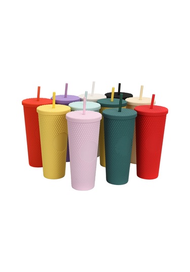 Suofeng 710ml 24oz Büyük Kapasiteli Termos: Sızdırmaz Geniş Ağız Mat Izolasyonlu Plastik Seyahat Bardağı İle Kamış - Yeniden Kullanılabilir Su Mug Diğer