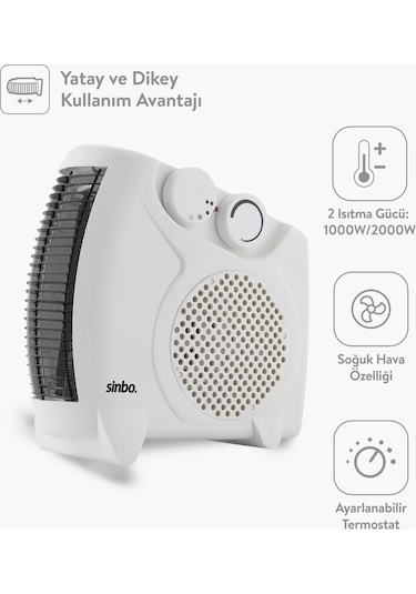 Sinbo Fanlı Isıtıcı 2000w Sıcak - Soğuk Ve Yatay - Dikey Kullanıma Uygun Sfh-6940